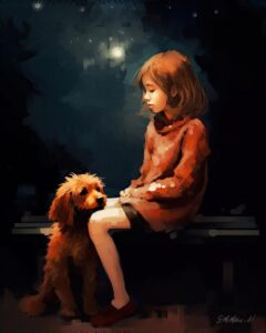 Girl and her dog - Susanne McMillan Art